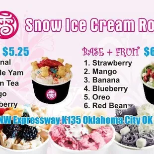 three different flavors of ice cream