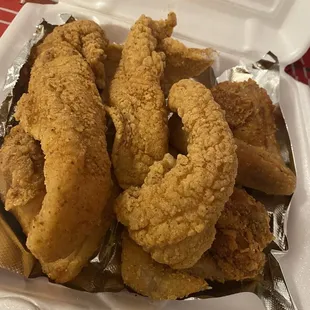 Catfish plate, and wings... Delicious