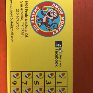 Ask about our loyalty card 10th shaved ice is free