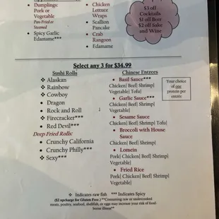 Happy Hour menu, appears to be every day