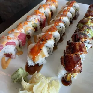 Left to right: Foxy Lady, Blanco, Dragon Roll. All delicious! We couldn't pick a favorite.