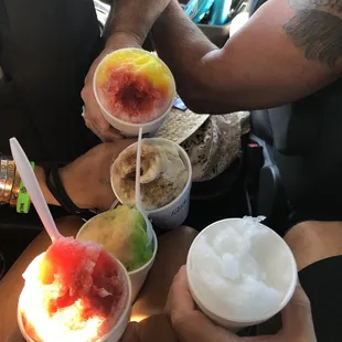 Camel Apple, Horchata, Rootbeer Float, Cherry&amp;Tigersblood, Pineapple &amp; Cherry Shaved Ice