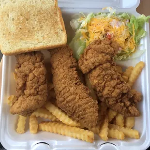 The Chicken Strip Dinner, it's 98% bad for you, but it's so yummy!
