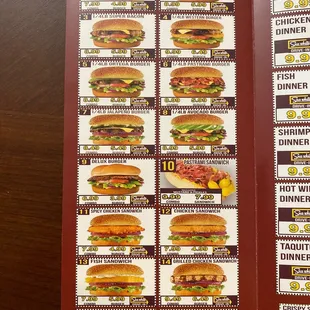 a menu for a fast food restaurant