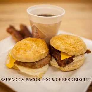 Bacon egg and cheese &amp; Sausage egg and cheese Biscuit