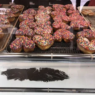Heart shaped sprinkled donuts!