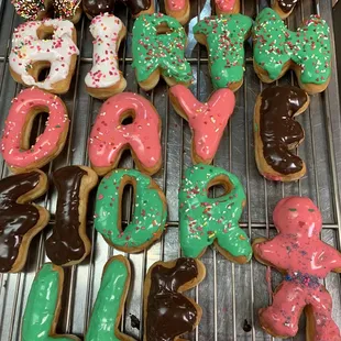 a variety of decorated donuts