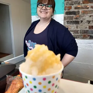 First time @ the new store! I went with a cider topped with caramel.