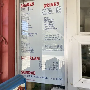 Drinks and Treats Menu 07/21
