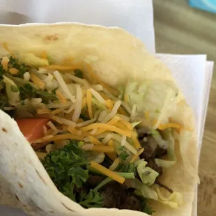 Ground beef taco. The tortillas are house made! Yum!