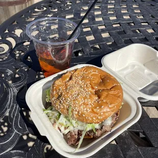 Had a burger and a blackberry old fashioned after a hike.