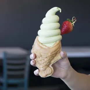 Matcha Soft Serve Taiyaki Fish Cone