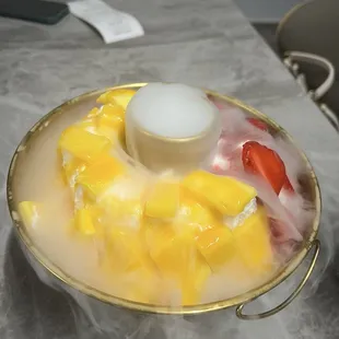 Mango strawberry shaved ice cream