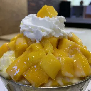 a bowl of mango ice cream