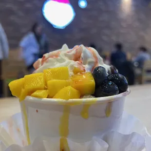 Mango, blueberry, strawberry Bingsu