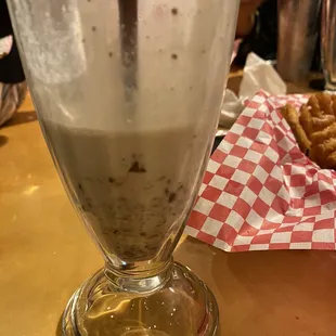 My wife and son split a banana n brownie half malt