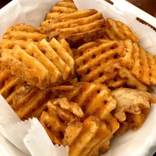 Quarantine takeout - waffle fries with seasoned sour cream