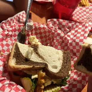 a half eaten sandwich