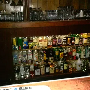 a bar full of liquor bottles