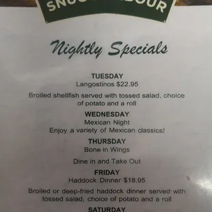Nightly Specials