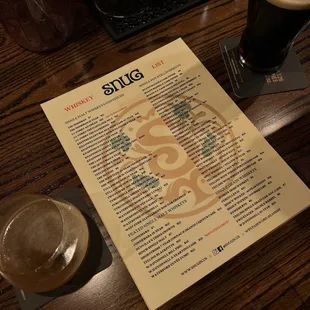 Whiskey menu