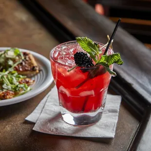 a cocktail and a salad