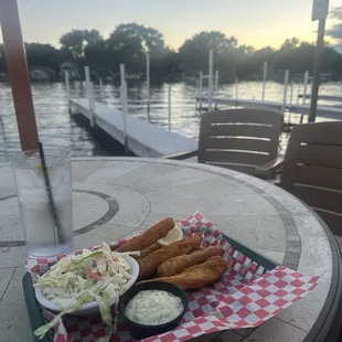 Fried Haddock Fish &amp; Chips and river view