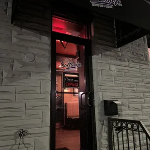 the entrance to the restaurant