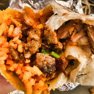 Burrito stuffed with the best asada meat that doesn't have all that fat.
