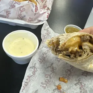 California Burrito % 4oz chips and queso