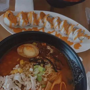 Mi so ramen and so hot crab roll