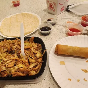 Moo Shu chicken, spring roll