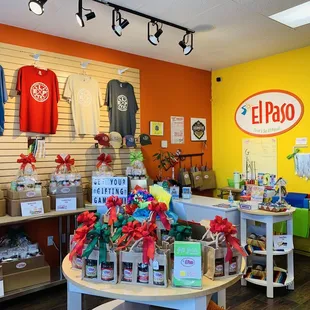 Colorful T-shirts and ready-wrapped holiday gift sets :D !