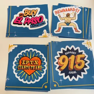 Cool stickers, including the super cool "Buy El Paso: Support" local stickers to support "Small Business Saturdays" :) !