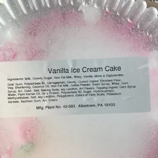 a vanilla ice cream cake