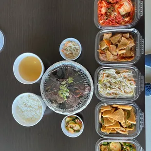 LA Galbi and side orders of every Banchan! This lasts a few meals!