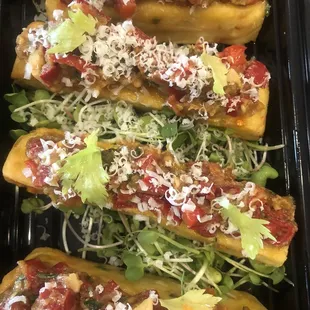 Crispy Chickpea Panisse, caponata