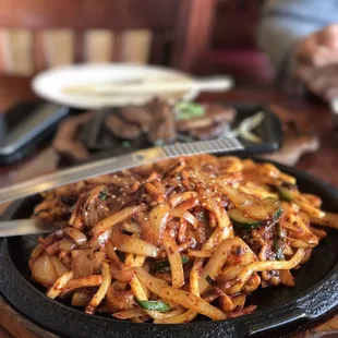 Spicy squid noodles, sweet &amp; spicy...huge portion!