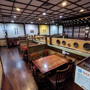 Inside. Dining room. View from entry area and host/hostess stand.