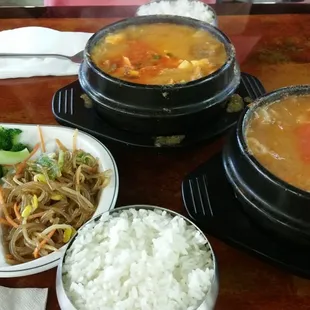 Kimchi and beef tofu soup and beef tofu soup