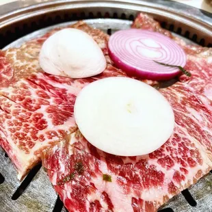 sliced meat and onions