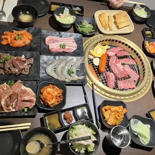 a variety of food on a table