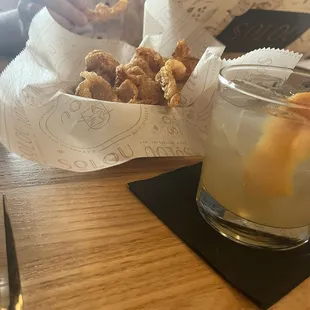 Pamper-Mousse and complimentary pork rinds