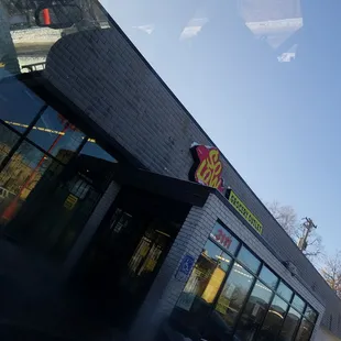 the reflection of the building