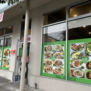 Food pictures in the front windows