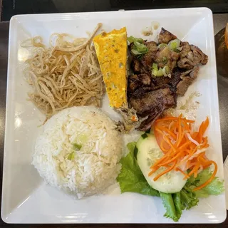 BD5. BBQ Pork, Shredded Pork, Meat Loaf, Fried Egg w/ Rice / / Cm tht b ch