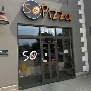 the entrance to the restaurant