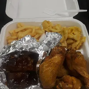 LEMON PEPPER  CHICKEN, BARBECUE  RIBS, MAC AND CHEESE, GOLDEN CUT FRIES