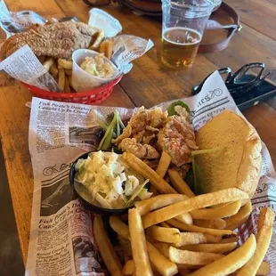 Soft shell crab and catfish platter.