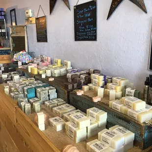 Always a large variety of natural soaps! Stop in for a free sample.